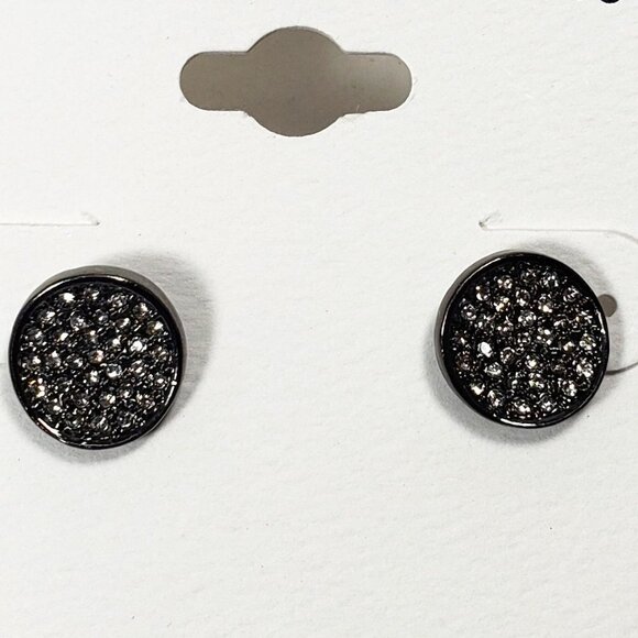 Croft & Barrow Women's Stunning Sparkling Black Small circle Stud Earrings - Picture 1 of 6